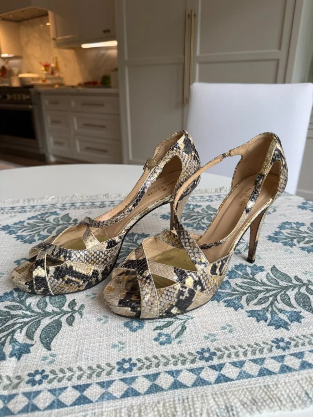 Kate Spade Platform Snakeskin Heels | Strappy | Open Toe | Womens Size 9